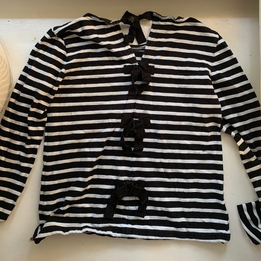 Black Breton Stripe Tee With Bows